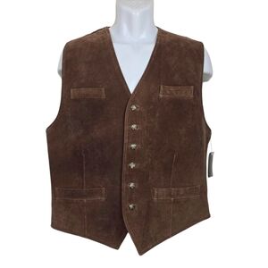 RoughRider Mens Brown Suede Leather Vest Size L NWT